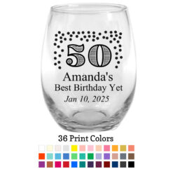 50 glitter custom wine glasses
