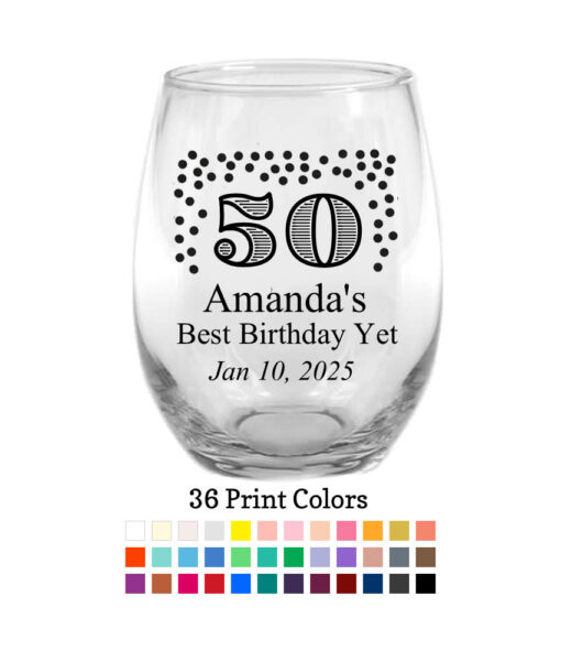 50 glitter custom wine glasses