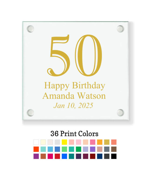 50 birthday number coaster customization