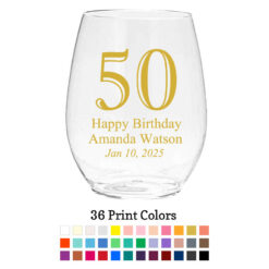 50 number plastic wine glasses