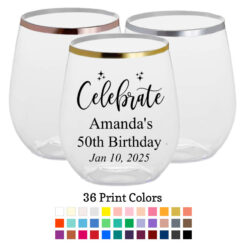 celebrate rimmed plastic wine glasses