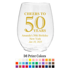 cheers to 50 years plastic wine glasses
