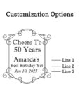 cheers to 50 years scroll customization options