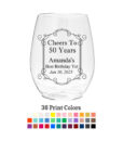 cheers to 50 years scroll plastic wine glasses