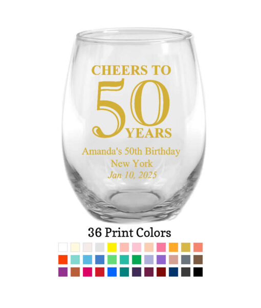 cheers to 50 years wine glasses