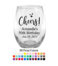 cheers 50th birthday wine glasses