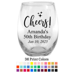cheers 50th birthday wine glasses