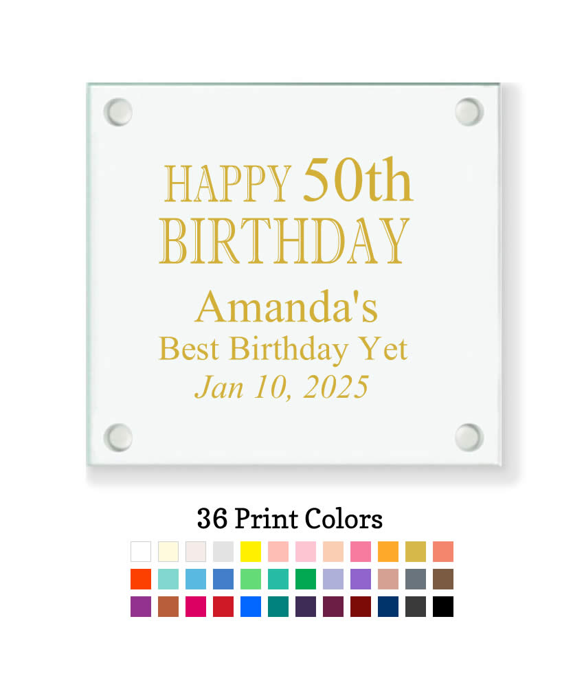 happy 50th birthday coaster customization happy 50th birthday coaster customization