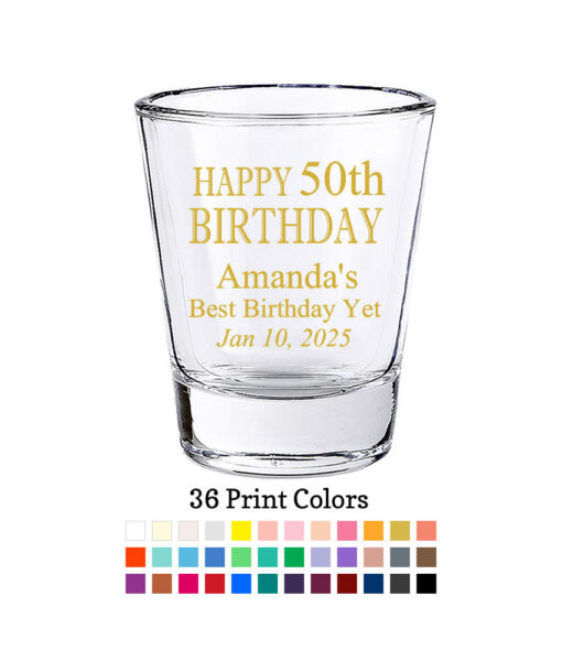 happy 50th birthday shot glass