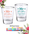 mr & mrs wedding shot glasses