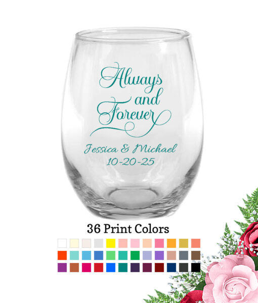 wedding wine glass always and forever