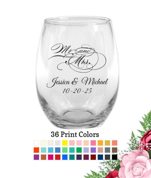 wedding wine glass favor mr and mrs