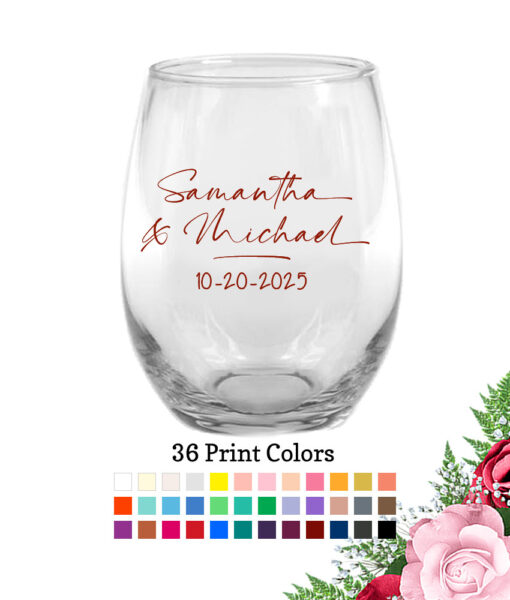 wedding wine glasses name signature