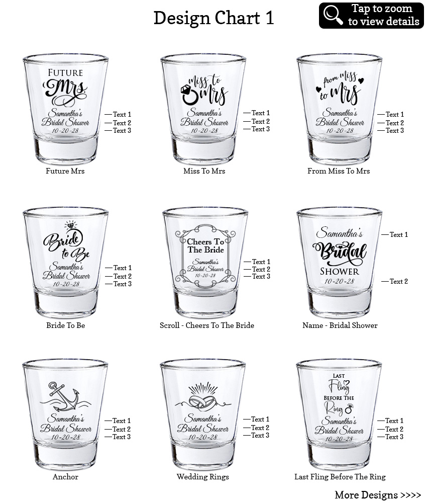 1.75 oz clear shot glass bridal shower favors design chart 1 1.75 oz clear shot glass bridal shower favors design chart 1