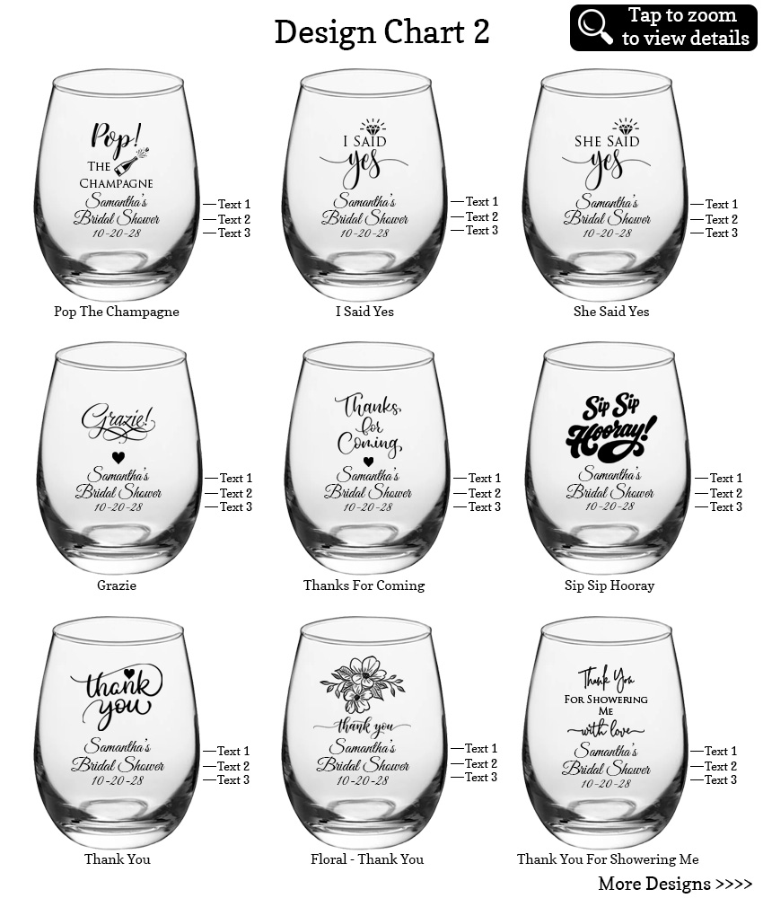9 oz wine glasses bridal shower favors design chart 2 9 oz wine glasses bridal shower favors design chart 2