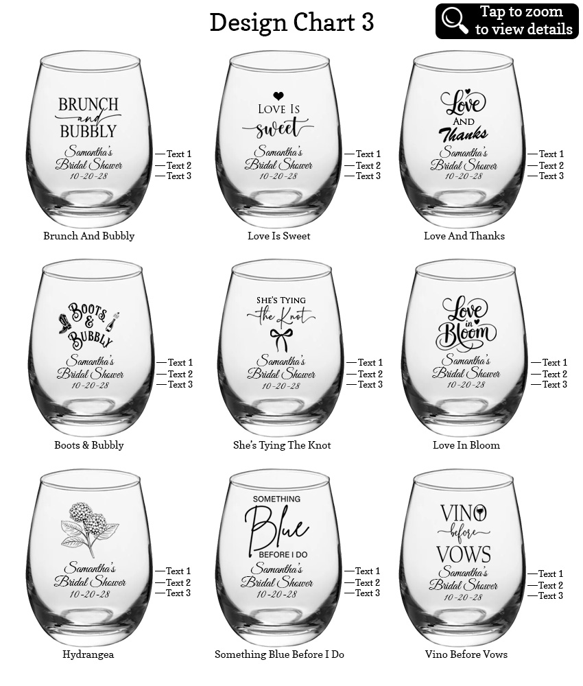 9 oz wine glasses bridal shower favors design chart 3 9 oz wine glasses bridal shower favors design chart 3