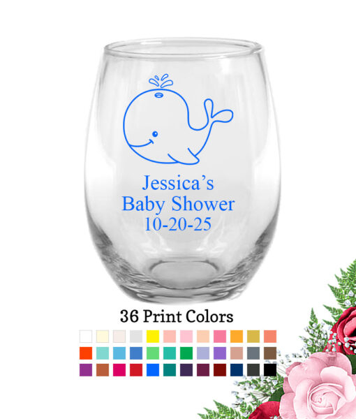 baby shower wine glass baby whale