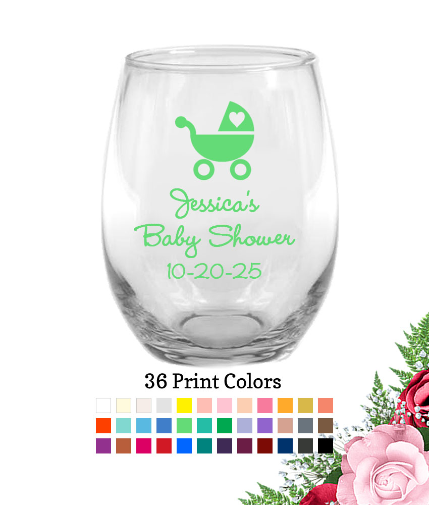 baby shower wine glass favors stroller