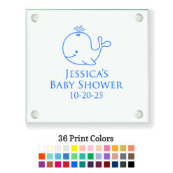 baby whale baby shower glass coasters