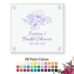 bridal shower glass coasters floral