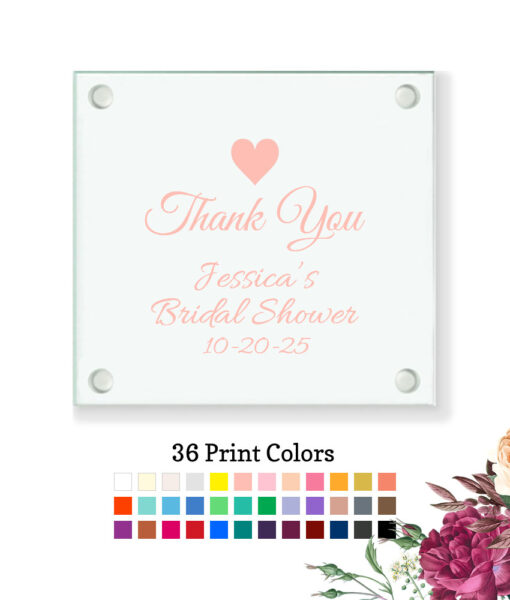 bridal shower glass coasters thank you