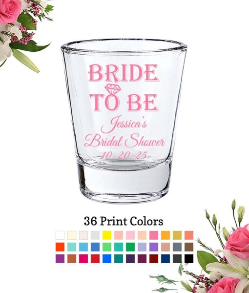 bridal shower shot glasses bride to be