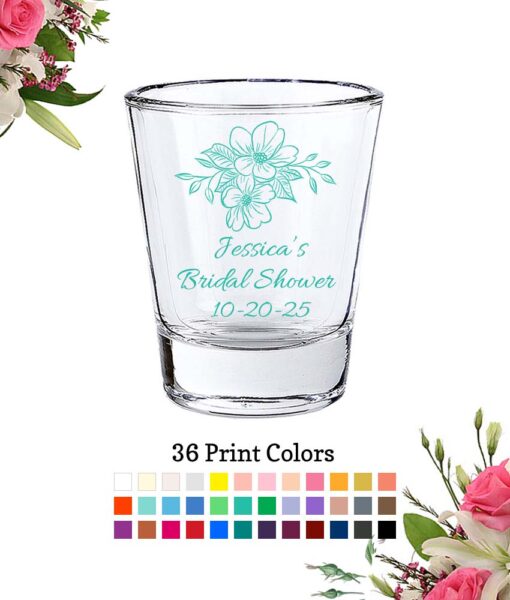 bridal shower shot glasses floral