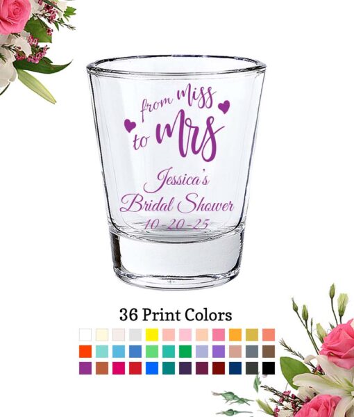 bridal shower shot glasses from miss to mrs