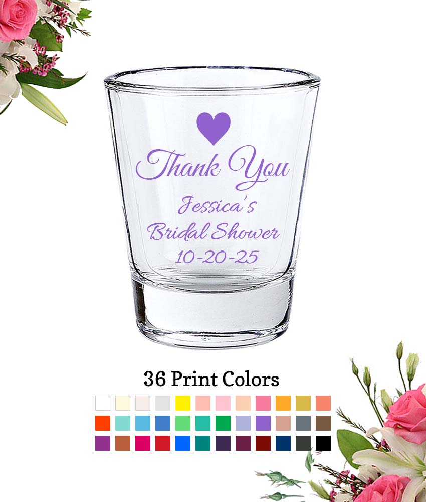 bridal shower shot glasses thank you