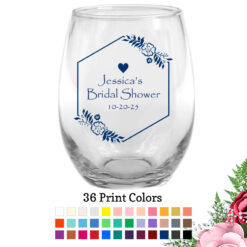 bridal shower wine glass favors floral border