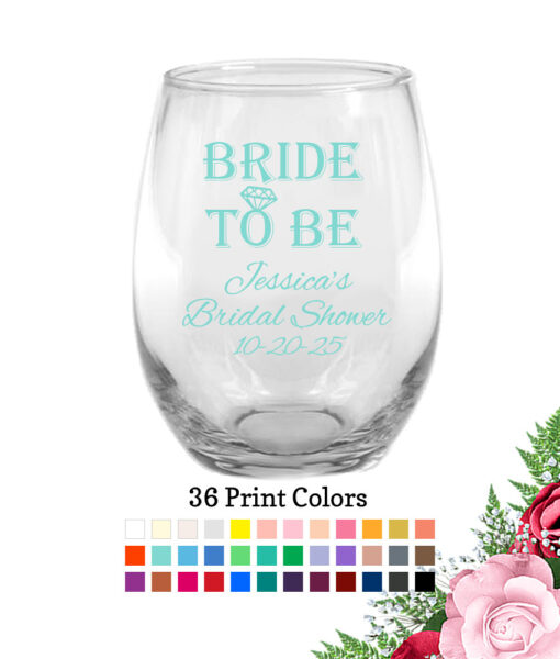 bridal shower wine glasses bride to be