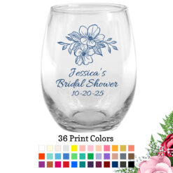 bridal shower wine glasses floral