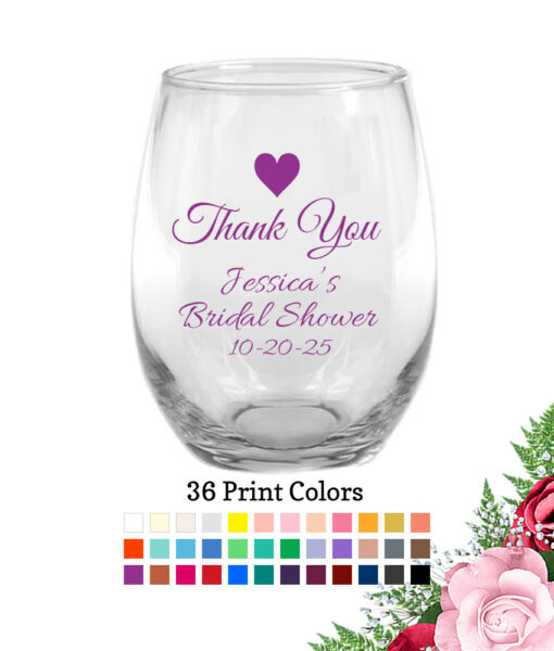 bridal shower wine glasses thank you