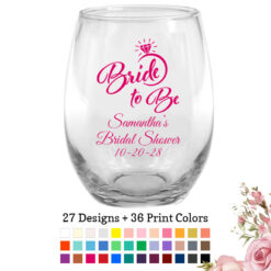 bride to be bridal shower wine glass favors