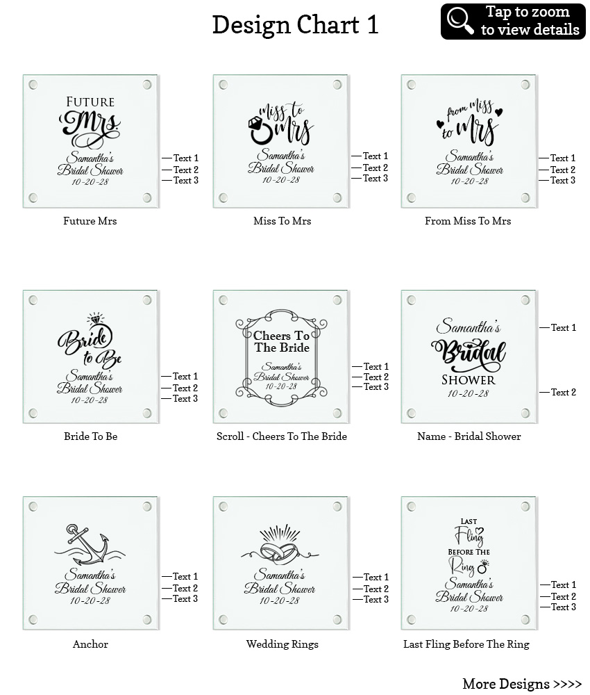 glass coaster bridal shower favors design chart 1 glass coaster bridal shower favors design chart 1
