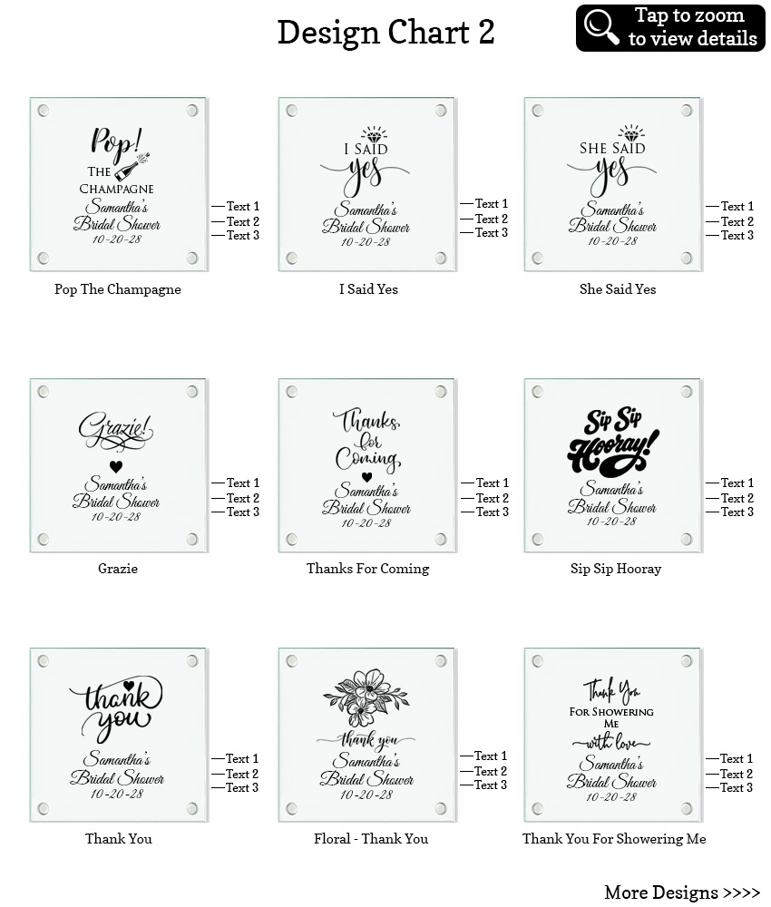 glass coaster bridal shower favors design chart 2 glass coaster bridal shower favors design chart 2