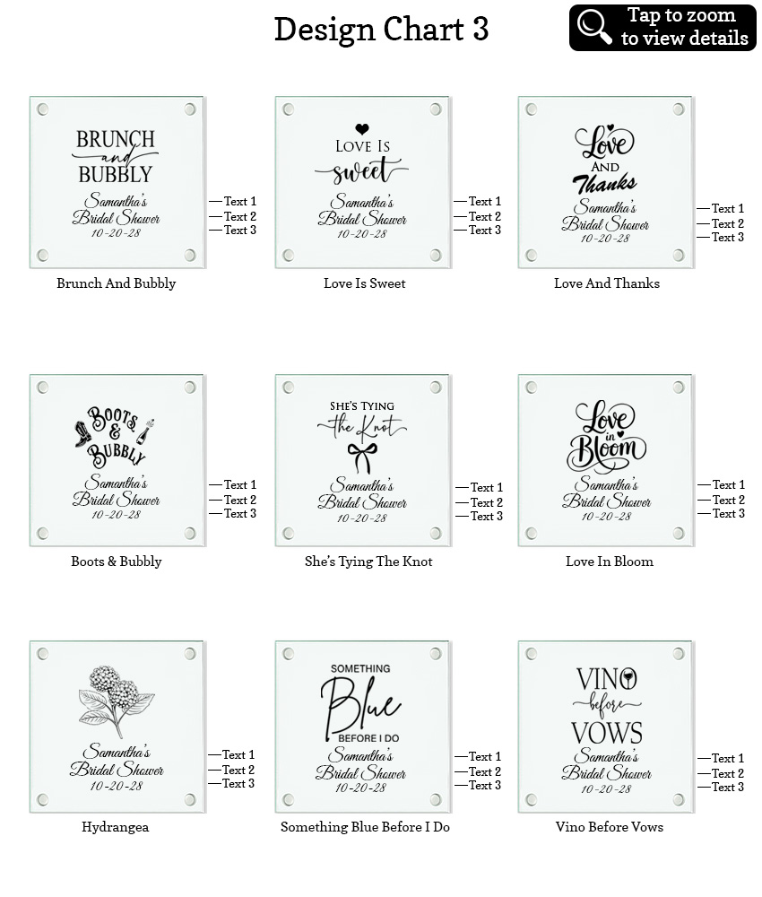 glass coaster bridal shower favors design chart 3 glass coaster bridal shower favors design chart 3