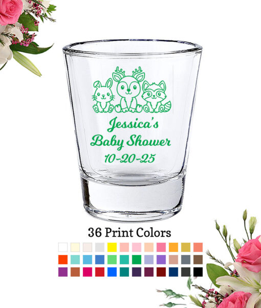 shot glasses baby shower cute woodland creatures
