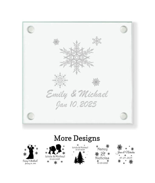 snowflake winter wedding coaster favors