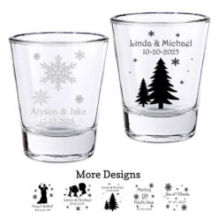 snowflake winter wedding shot glass favors