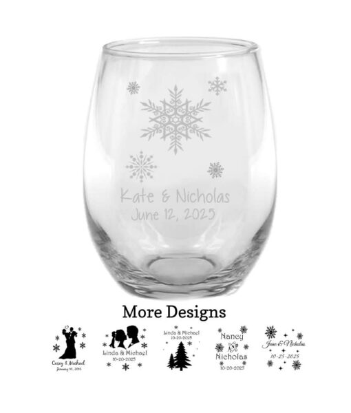 snowflake winter wedding wine glass favors