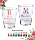 wedding shot glasses last name initial