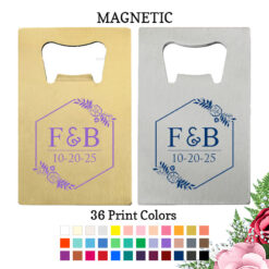 2 initial monogram floral box credit card bottle opener