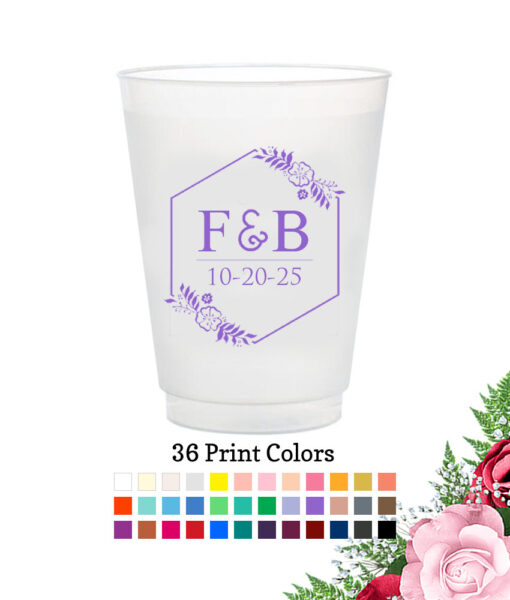 2 initial monogram floral box frosted flex cup