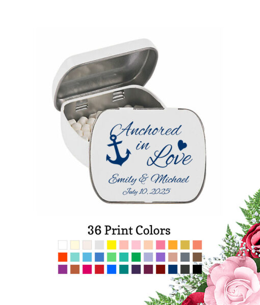 anchored in love white mint tin