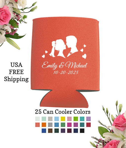 couple wedding can cooler favors