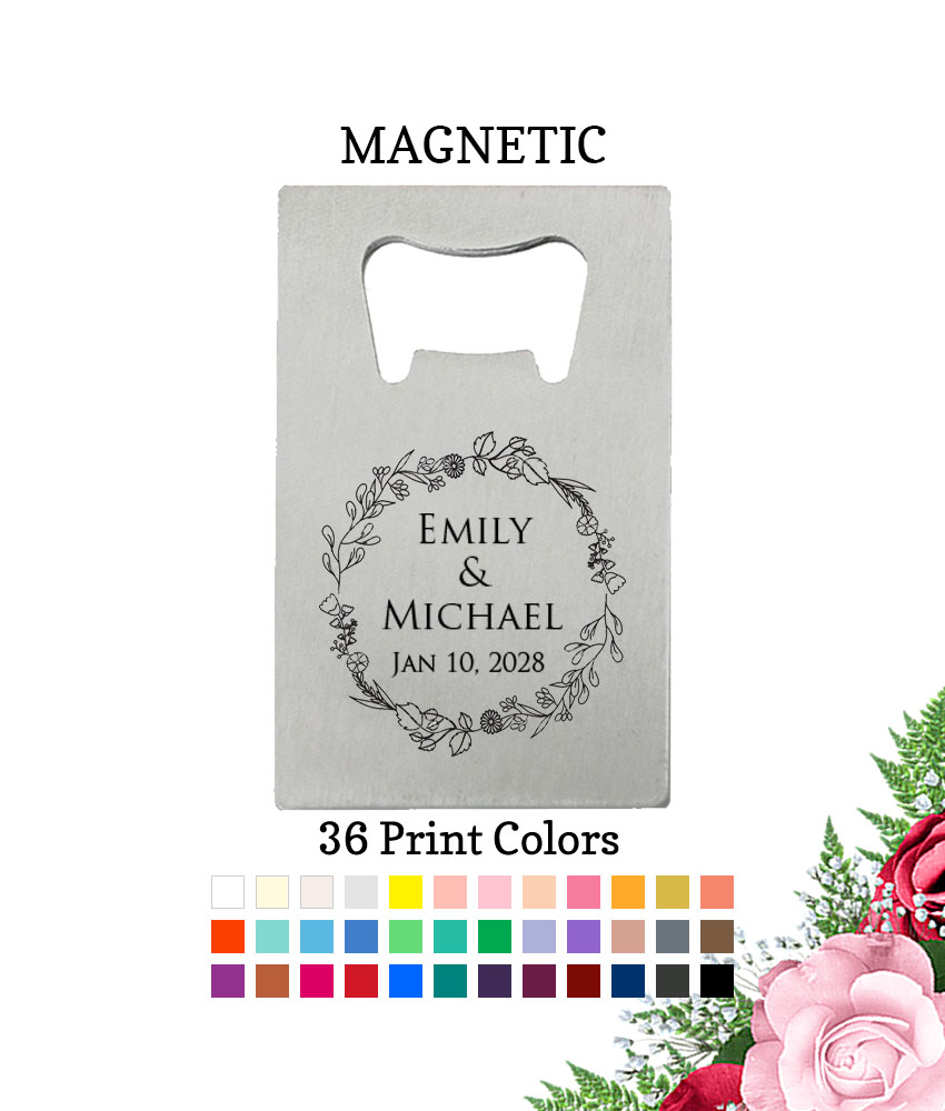 floral wreath silver credit card bottle opener floral wreath silver credit card bottle opener