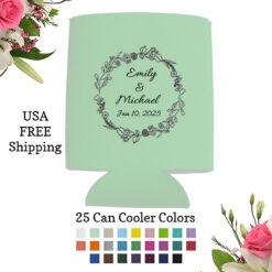 floral wreath wedding can cooler