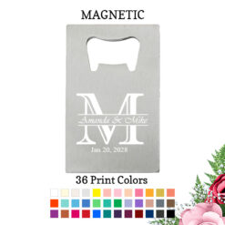 initial monogram silver credit card bottle opener