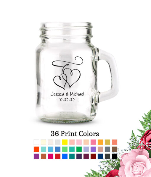 interlocking hearts small mason jar